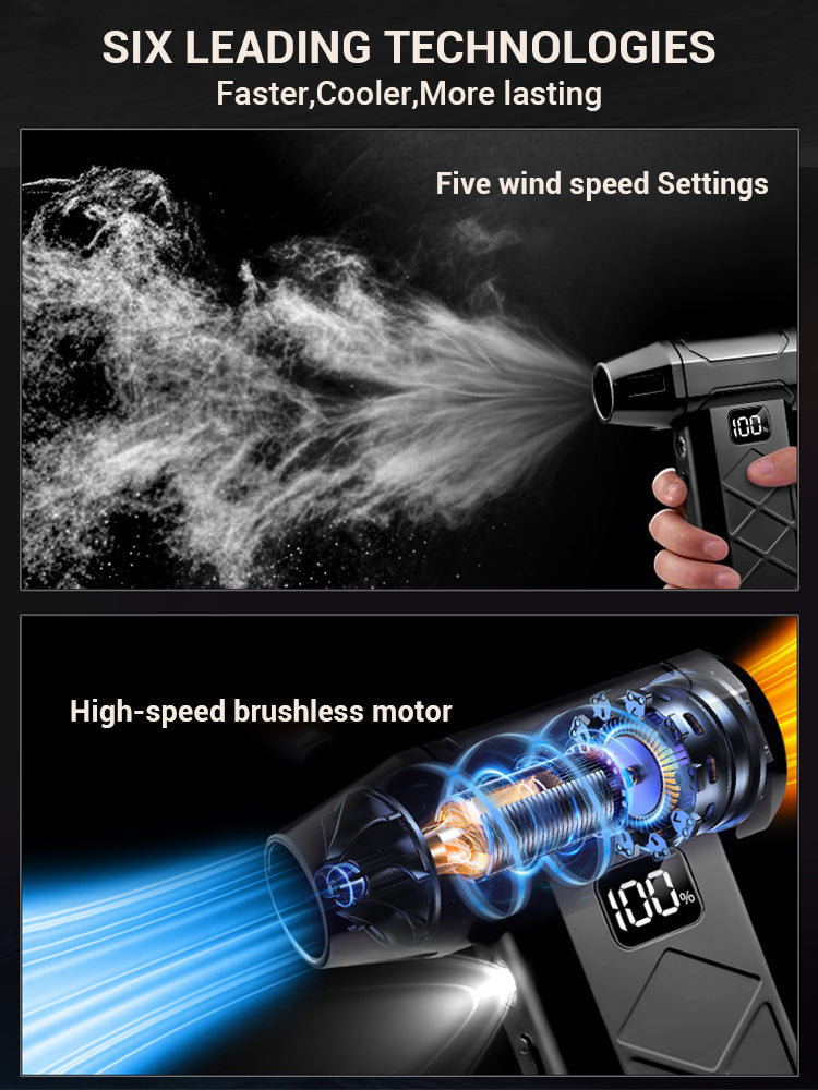 Souffleur d’Air Puissant 800000RPM – Turbo Jet Brushless Haute Vitesse, Rechargeable Type-C, Nettoyeur d’Air Extérieur et PC, Air Duster Professionnel