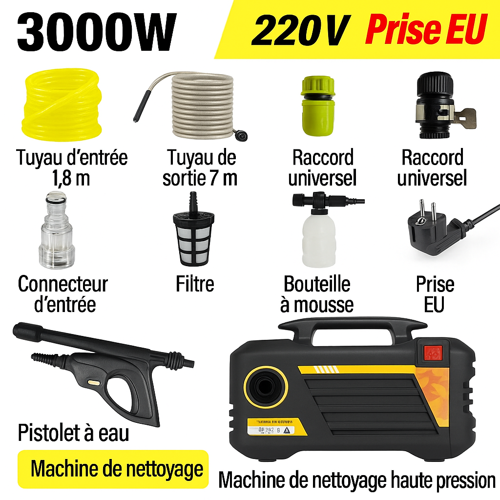 Nettoyeur Haute Pression 3000W Électrique – Detailing Auto Maniac Auto Pro