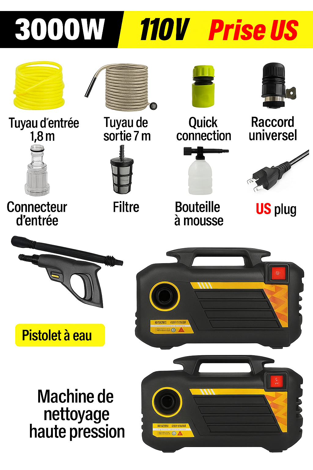 Nettoyeur Haute Pression 3000W Électrique – Detailing Auto Maniac Auto Pro