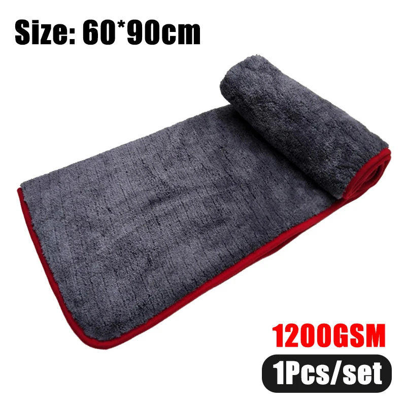Microfibre Detailing Auto 1200GSM – Serviette Épaisse 60x90CM Ultra Absorbante pour Lavage, Séchage et Polissage Voiture Professionnel