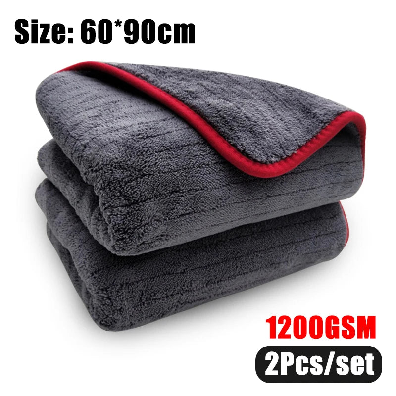 Microfibre Detailing Auto 1200GSM – Serviette Épaisse 60x90CM Ultra Absorbante pour Lavage, Séchage et Polissage Voiture Professionnel