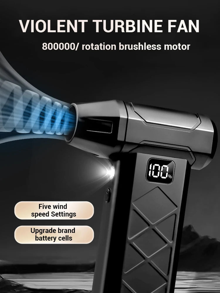 Souffleur d’Air Puissant 800000RPM – Turbo Jet Brushless Haute Vitesse, Rechargeable Type-C, Nettoyeur d’Air Extérieur et PC, Air Duster Professionnel