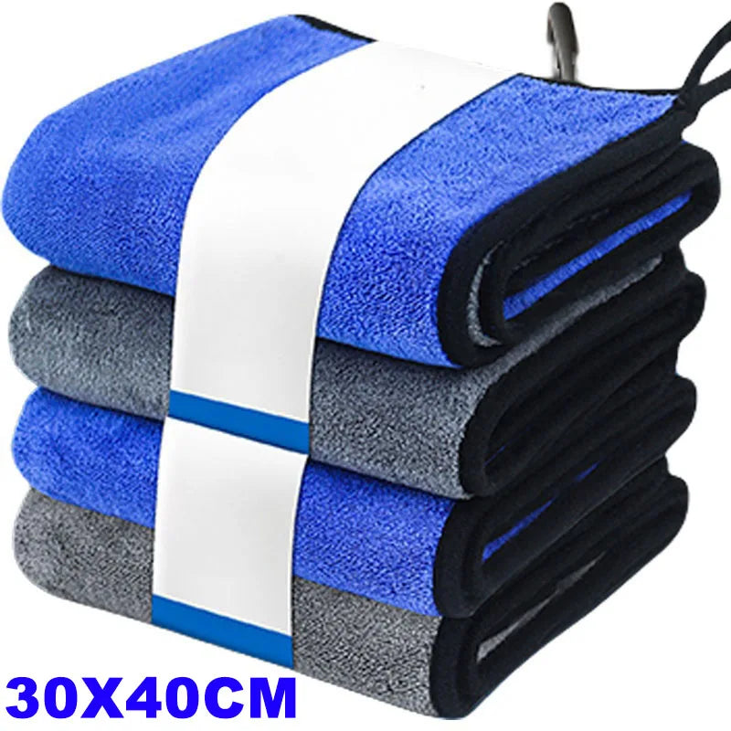 Microfibre Detailing Auto 500GSM – Serviette Lavage et Séchage Rapide 1-4PCS Ultra Douce Double Couche pour Voiture, Vitres et Maison