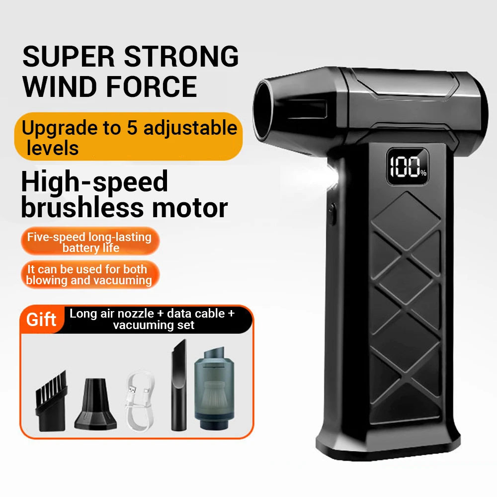 Souffleur d’Air Puissant 800000RPM – Turbo Jet Brushless Haute Vitesse, Rechargeable Type-C, Nettoyeur d’Air Extérieur et PC, Air Duster Professionnel
