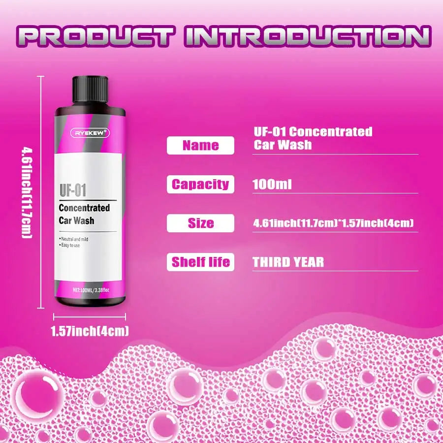 Shampoing Moussant Rose & Cire 2 en 1 – Lavage Auto Haute Brillance | Compatible Foam Cannon & Seau | Detailing Auto Professionnel