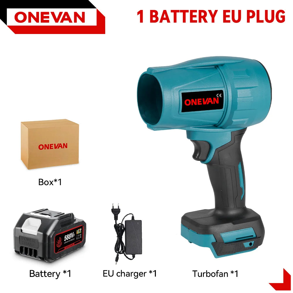 Souffleur Électrique Sans Fil 2000W Brushless ONEVAN – Turbo Jet Fan 200m/s Compatible Batterie Makita | Air Puissant pour Voiture, Jardin & Poussière