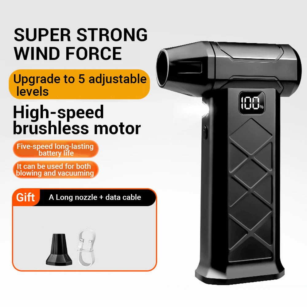 Souffleur d’Air Puissant 800000RPM – Turbo Jet Brushless Haute Vitesse, Rechargeable Type-C, Nettoyeur d’Air Extérieur et PC, Air Duster Professionnel