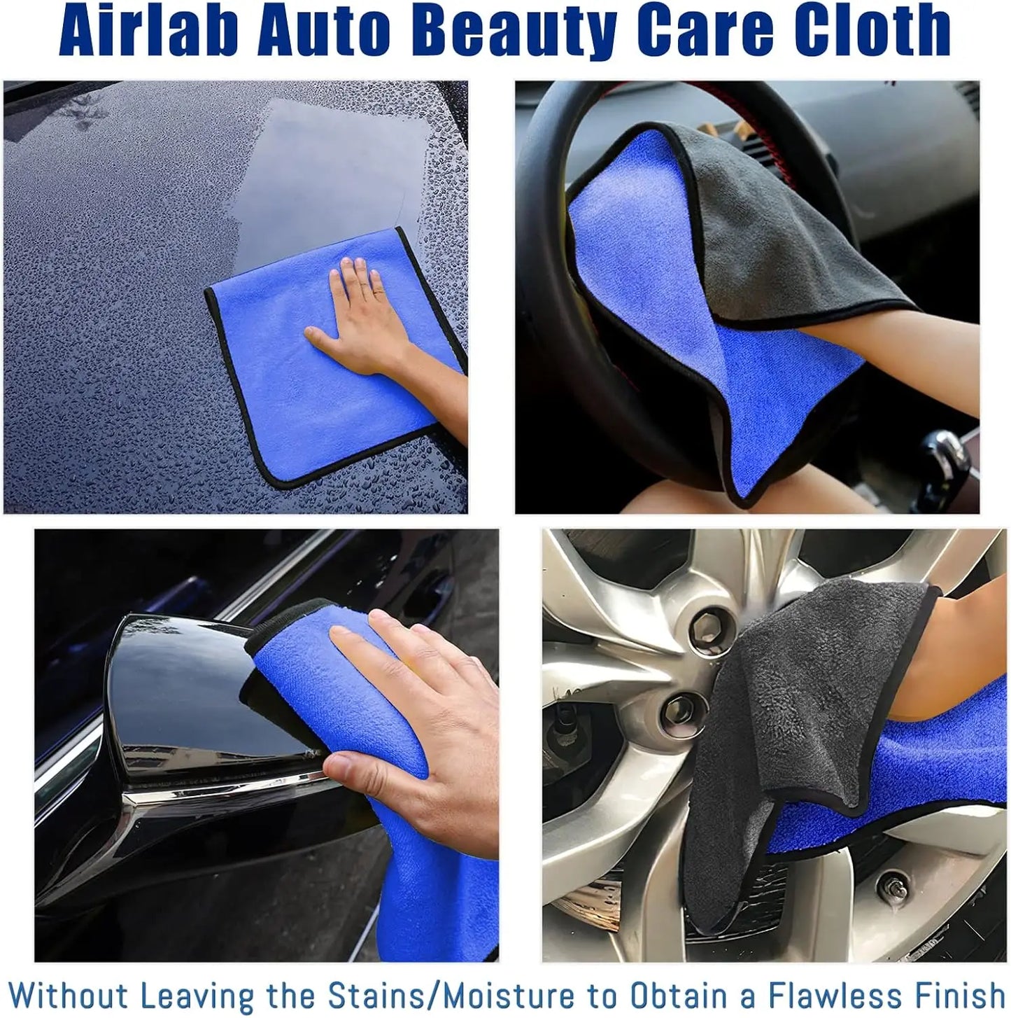 Microfibre Detailing Auto 500GSM – Serviette Lavage et Séchage Rapide 1-4PCS Ultra Douce Double Couche pour Voiture, Vitres et Maison
