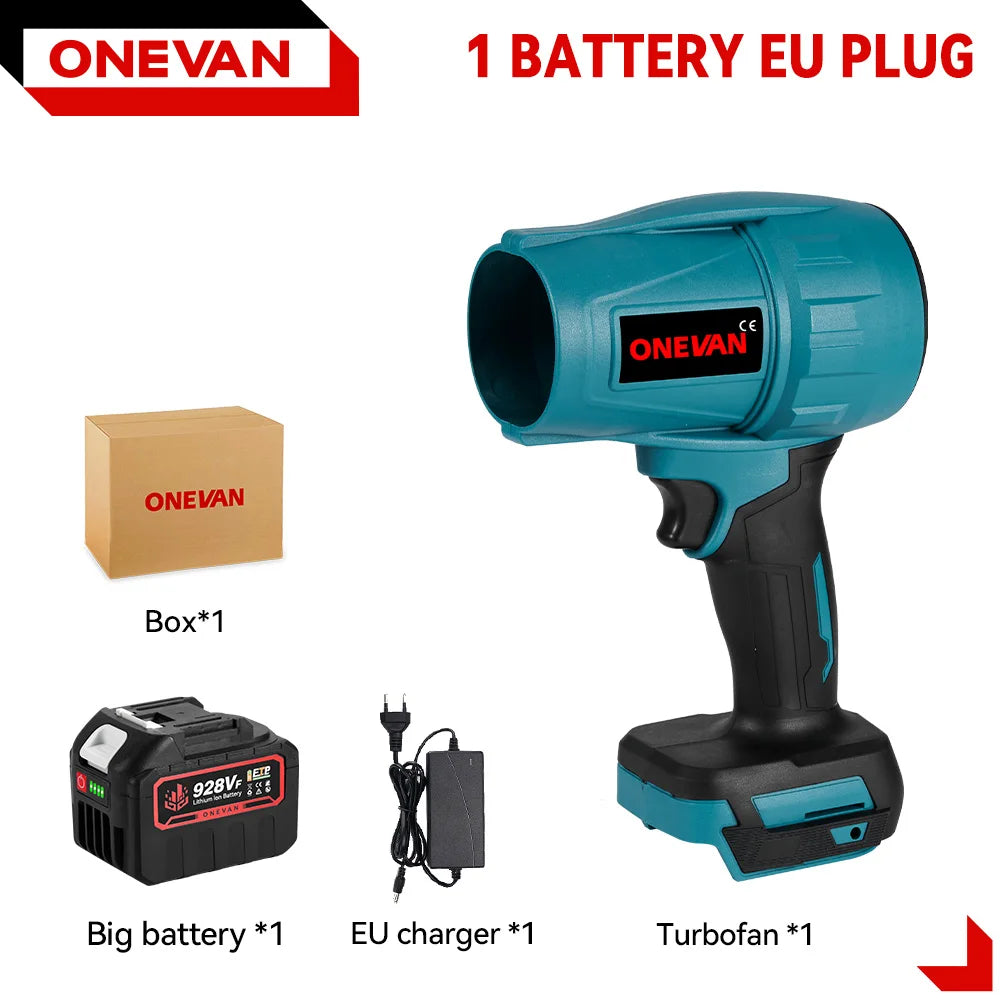 Souffleur Électrique Sans Fil 2000W Brushless ONEVAN – Turbo Jet Fan 200m/s Compatible Batterie Makita | Air Puissant pour Voiture, Jardin & Poussière