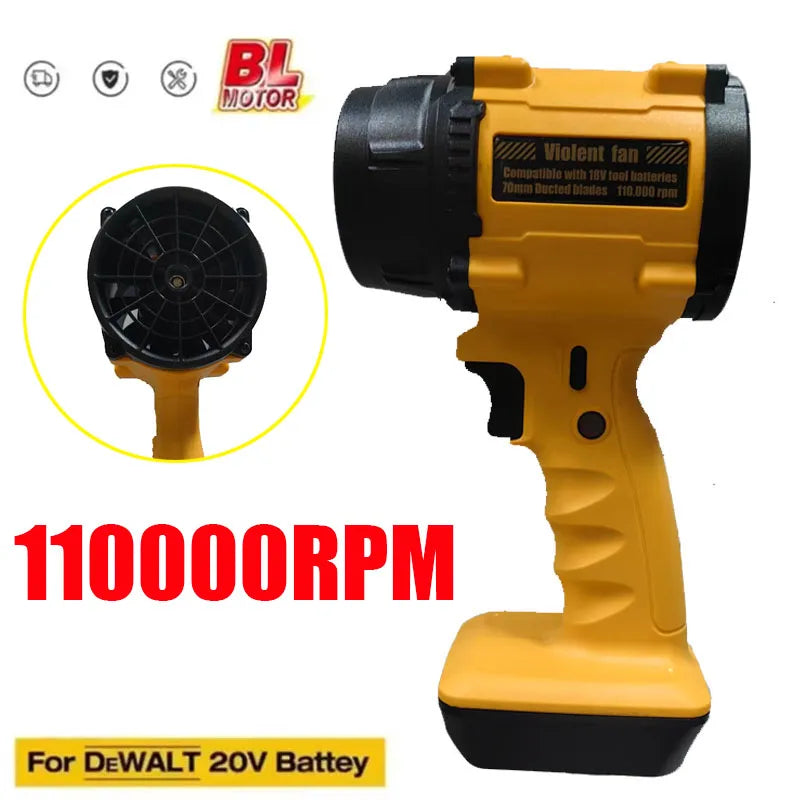 Souffleur d’Air Puissant 20V pour Voiture – Turbo Jet Brushless Haute Pression Compatible DeWALT 18V/20V, Nettoyage Auto, Poussière et Feuilles