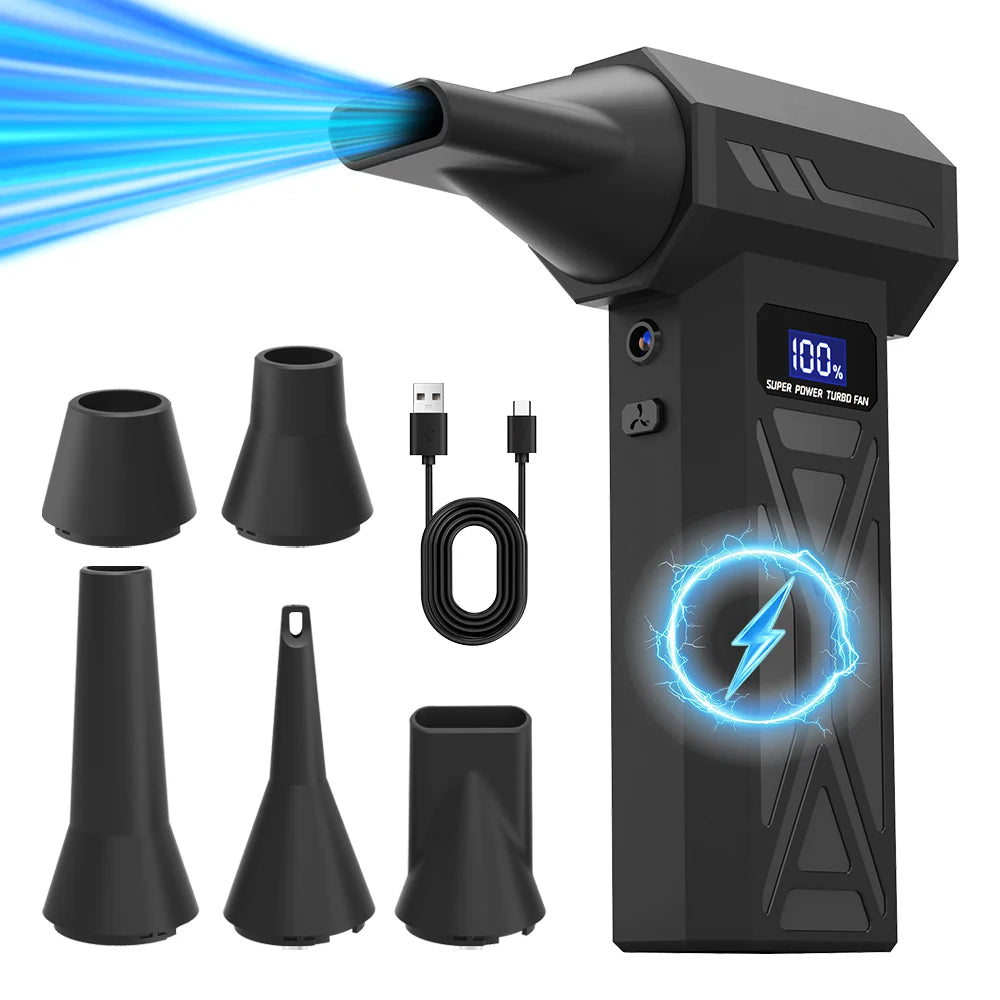 Souffleur d’Air Portable Zten 130000 RPM – Mini Ventilateur Turbo Jet Brushless Ultra Puissant, 52m/s, Nettoyage PC, Atelier, Voiture