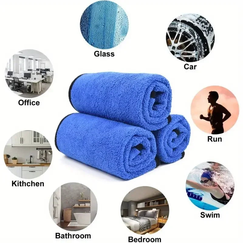Microfibre Detailing Auto 500GSM – Serviette Lavage et Séchage Rapide 1-4PCS Ultra Douce Double Couche pour Voiture, Vitres et Maison