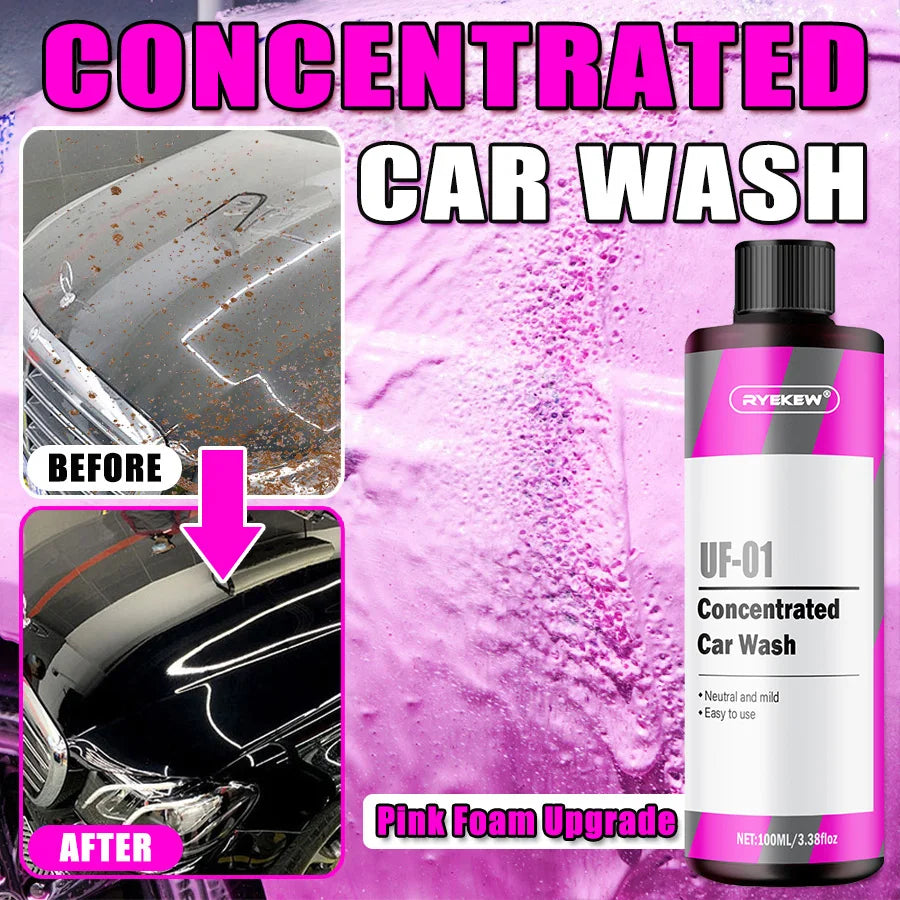 Shampoing Moussant Rose & Cire 2 en 1 – Lavage Auto Haute Brillance | Compatible Foam Cannon & Seau | Detailing Auto Professionnel