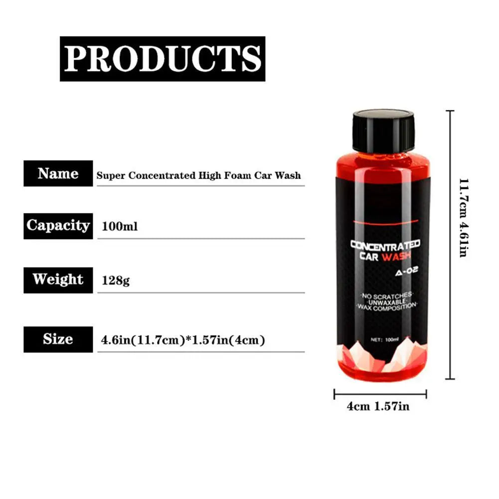 100ml Car Cleaning Foam Large Capacity High Concentration Super Foam Car Wash Liquid Auto Washing Shampoo Foam Car Wash Supplies