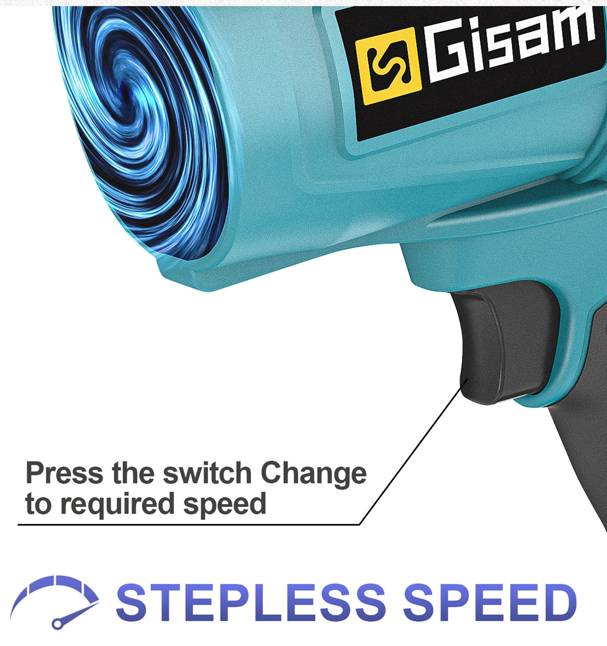 Souffleur d’Air Puissant Gisam 200m/s – Turbo Jet Brushless 1500W Sans Fil, Électrique et Portable, Compatible Batterie Makita 18V, Outil Haute Performance