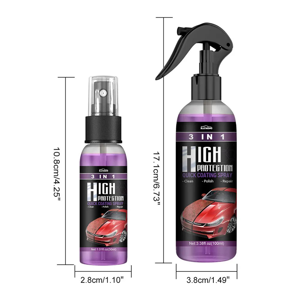 Spray Céramique Voiture 3 en 1 – Nettoyage, Protection Nano & Brillance Haute Définition | Detailing Auto
