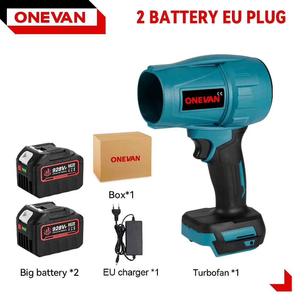 Souffleur Électrique Sans Fil 2000W Brushless ONEVAN – Turbo Jet Fan 200m/s Compatible Batterie Makita | Air Puissant pour Voiture, Jardin & Poussière
