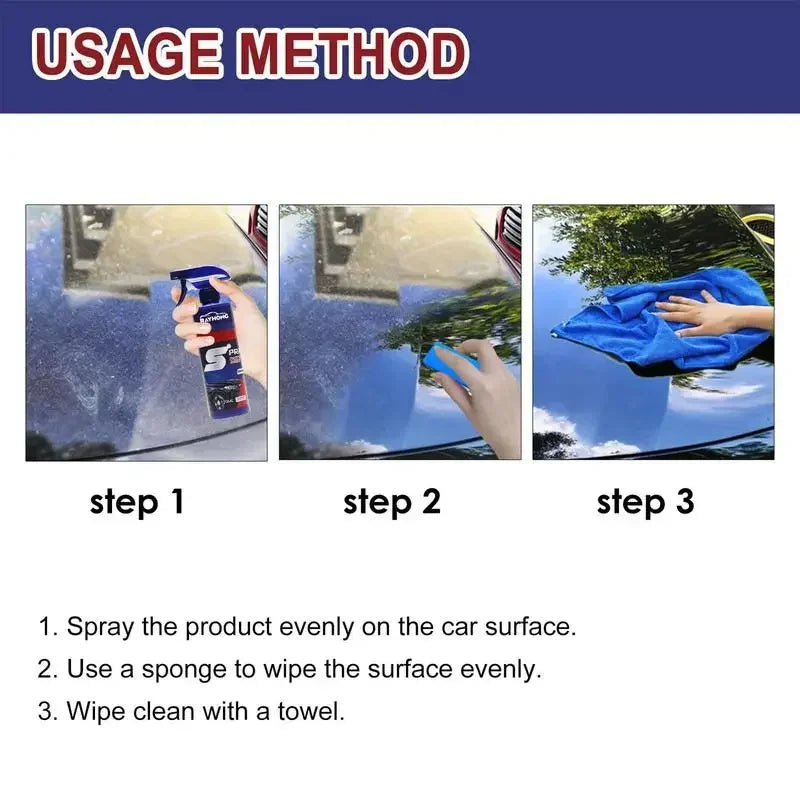 3 in 1 3-1PCS Car Nano Ceramic Coating Quick Film Spray 120ml Scratch Nano Repair Spray car shampoo , car wash, Wax Polish