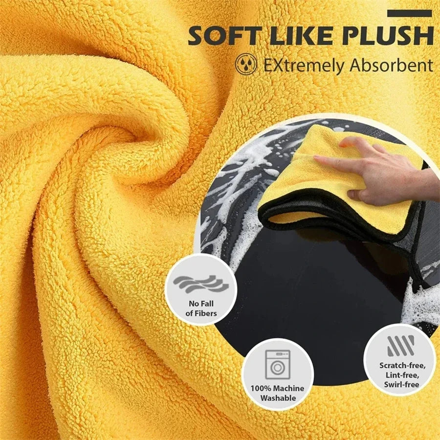 Microfibre de Nettoyage Auto Professionnelle – Serviette Car Wash & Detailing Haute Absorption (1/2/6 Pack)