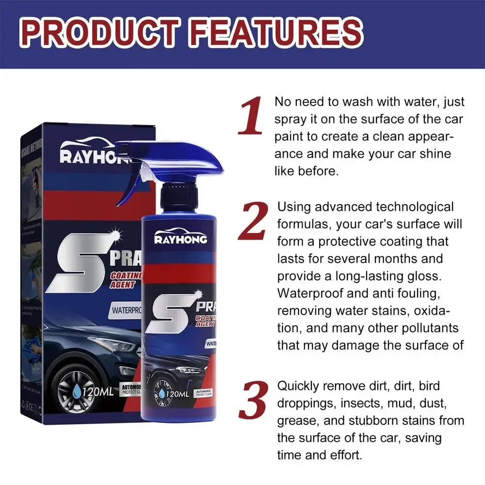3 in 1 3-1PCS Car Nano Ceramic Coating Quick Film Spray 120ml Scratch Nano Repair Spray car shampoo , car wash, Wax Polish