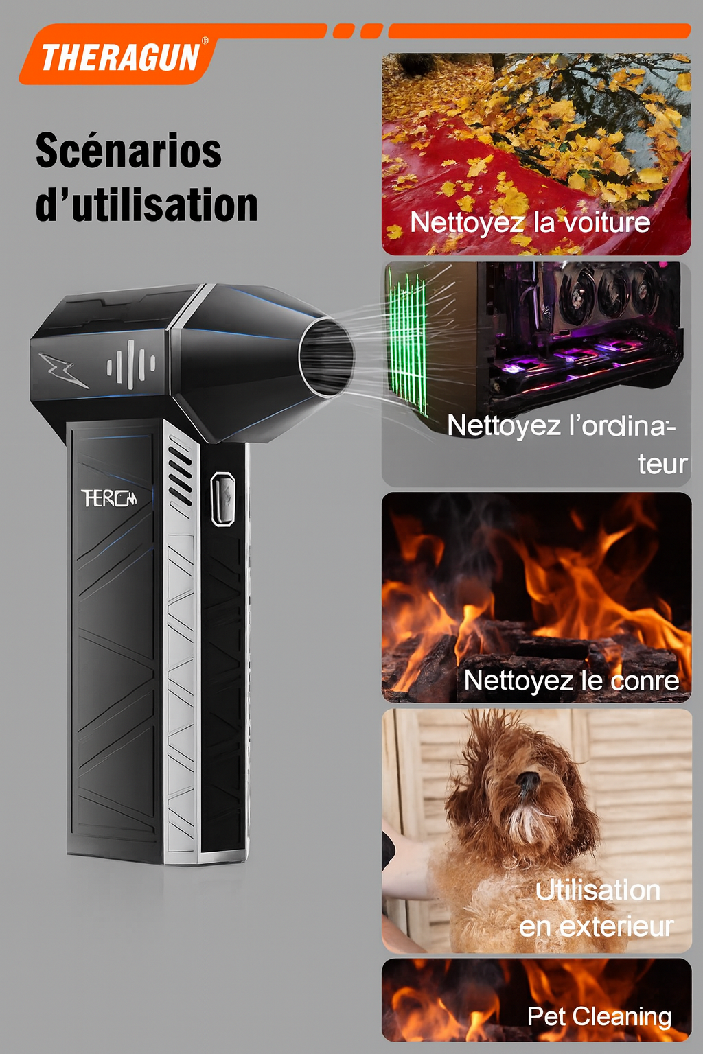 Souffleur d’Air Comprimé THERAGUN X3 Ultra – 180000 RPM Sans Fil