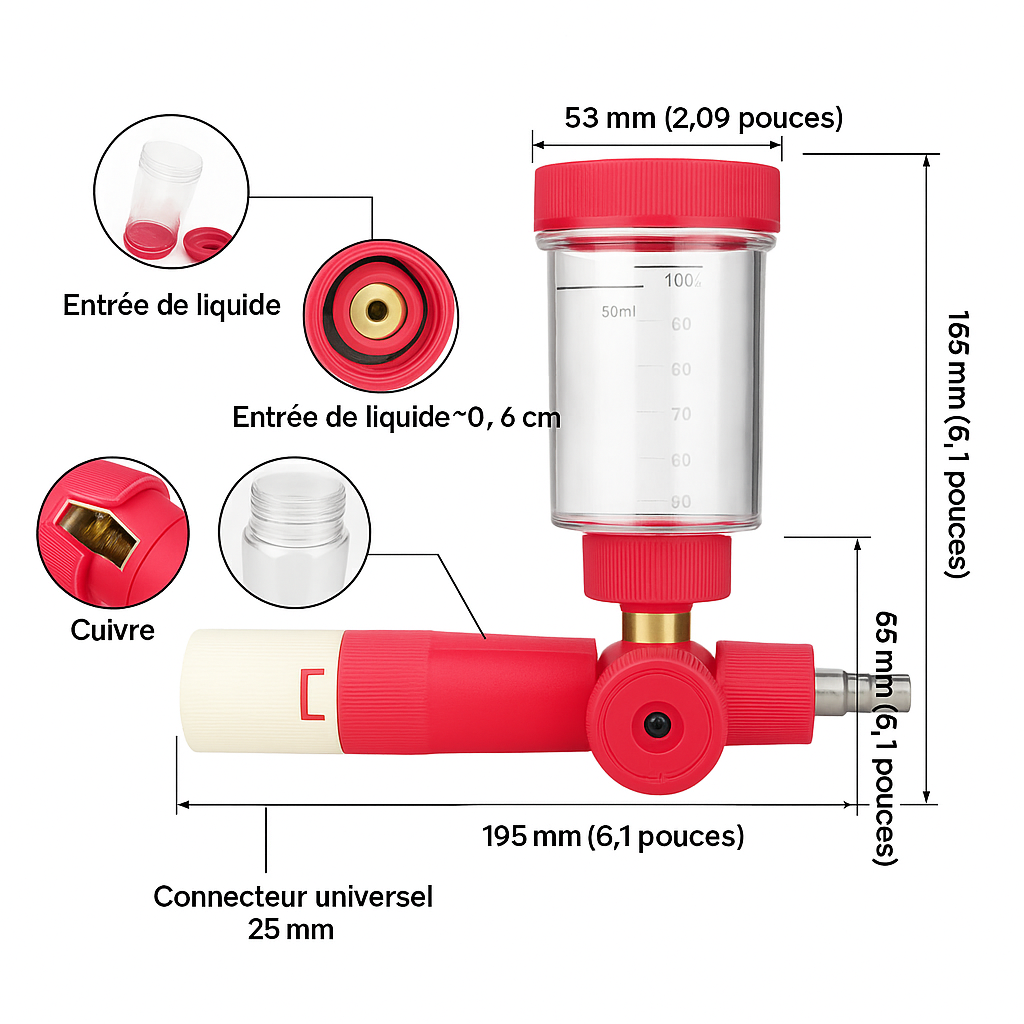 Pistolet à Mousse Haute Pression 100ml – Detailing Auto Maniac Auto Pro