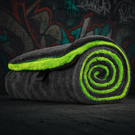 Chiffon Microfibre - Double Face - VERT/GRIS - Différentes tailles