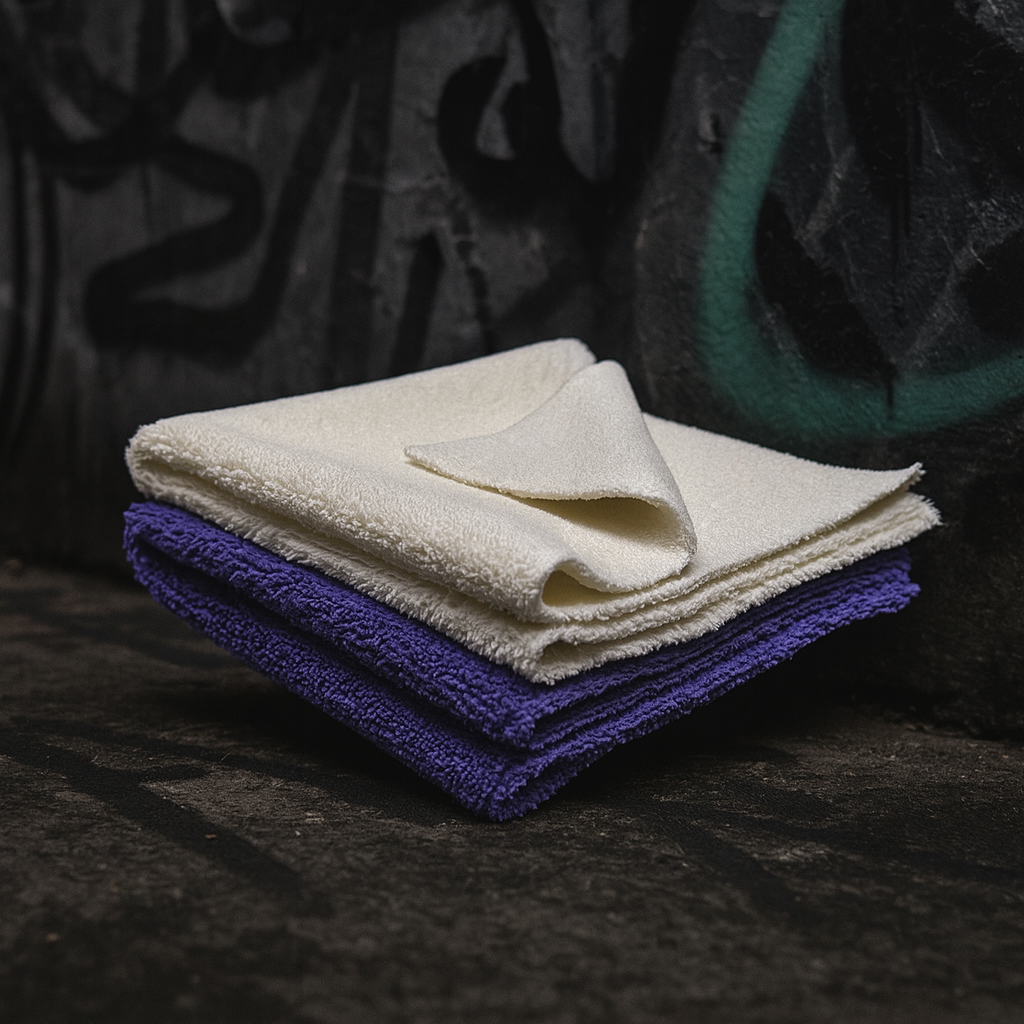 Chiffon Microfibre Detailing Auto - BLANC/VIOLET - Différentes tailles