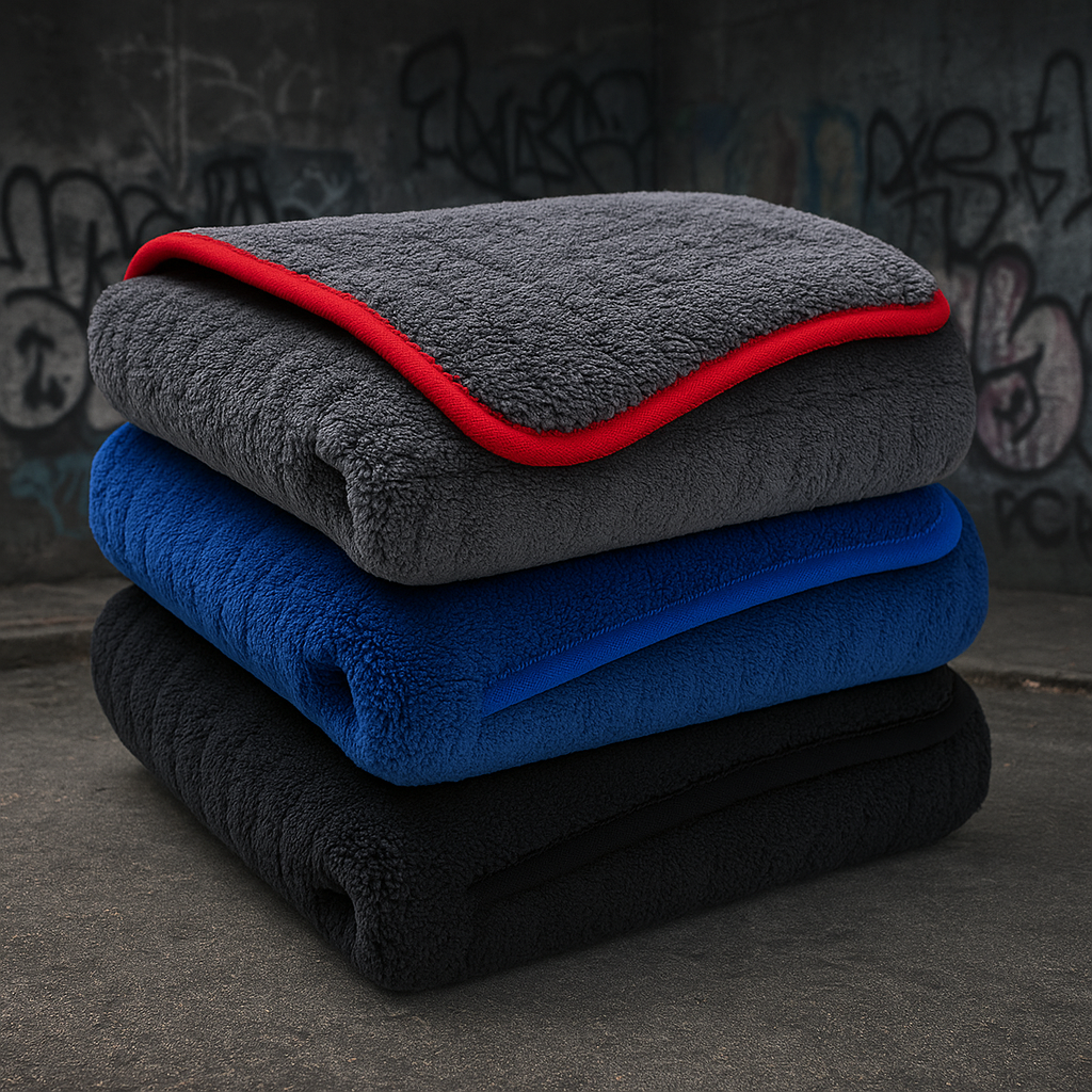 Microfibre Detailing Auto – NOIR/ROUGE/BLEU - Ultra Absorbante - Différentes tailles