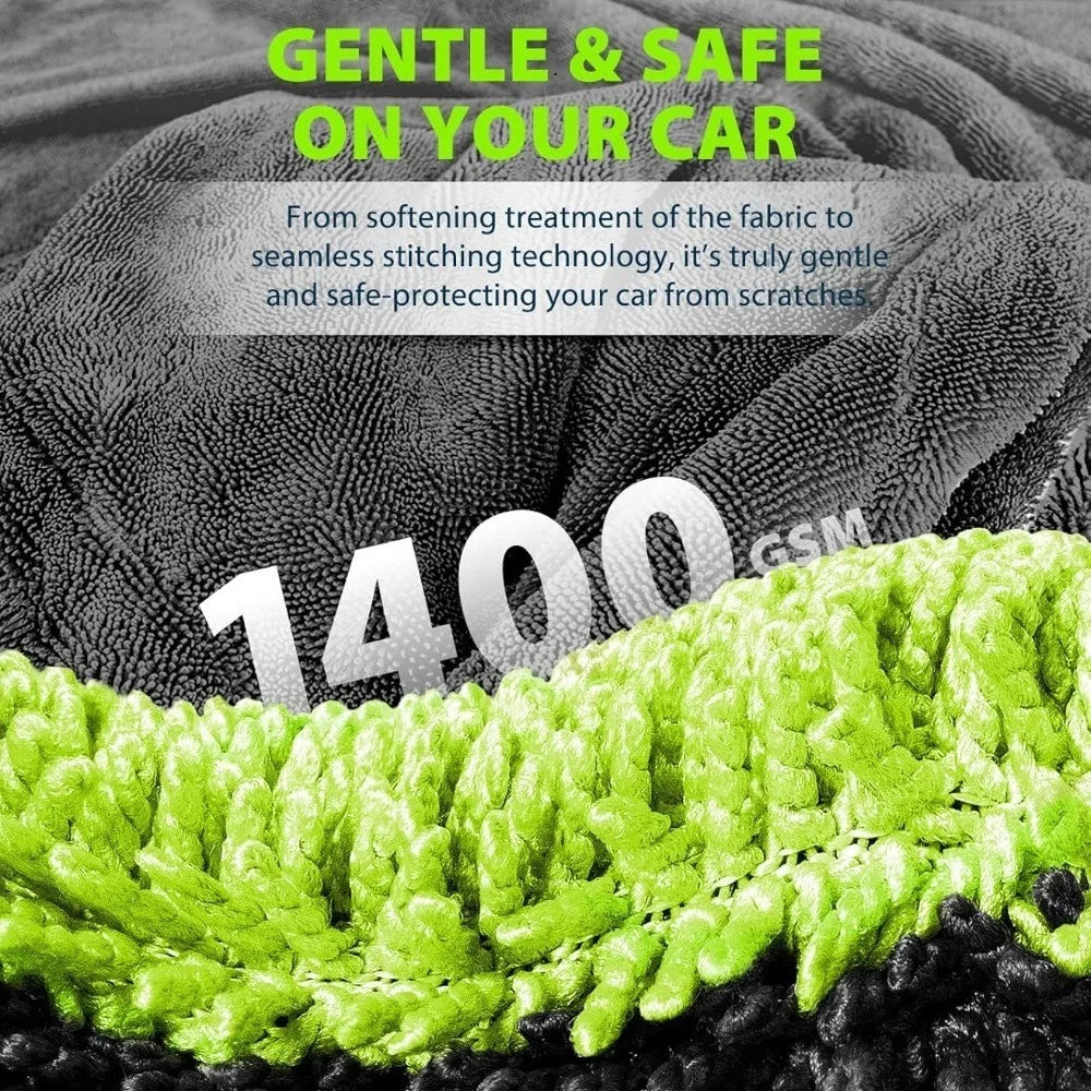 Chiffon Microfibre - Double Face - VERT/GRIS - Différentes tailles