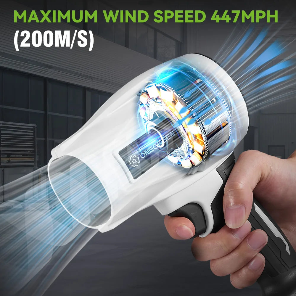 Souffleur d’Air Puissant ONEGREEN 2000W – Turbo Jet Brushless 200m/s, Électrique et Portable, Compatible Batterie Makita 18V, Outil de Nettoyage Haute Performance