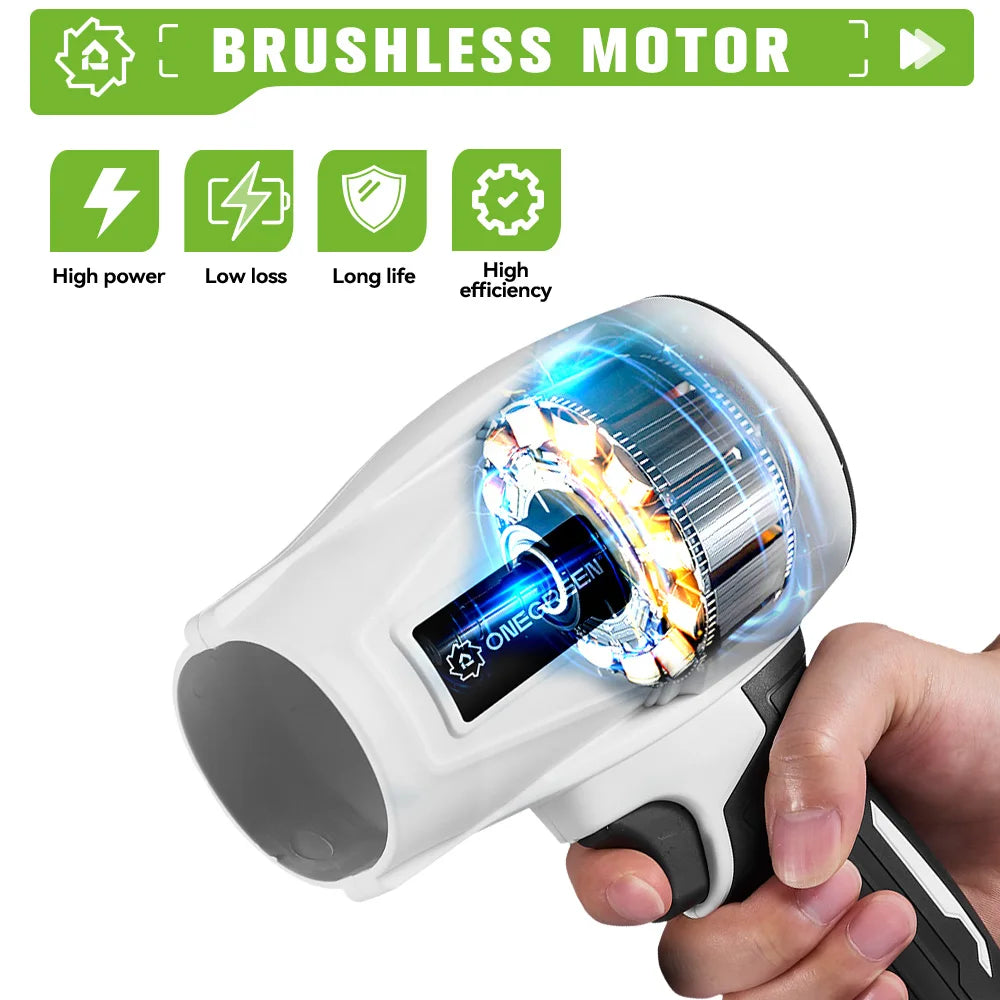 Souffleur d’Air Puissant ONEGREEN 2000W – Turbo Jet Brushless 200m/s, Électrique et Portable, Compatible Batterie Makita 18V, Outil de Nettoyage Haute Performance