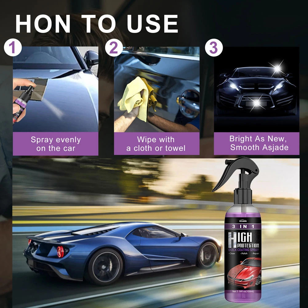 Spray Céramique Voiture 3 en 1 – Nettoyage, Protection Nano & Brillance Haute Définition | Detailing Auto