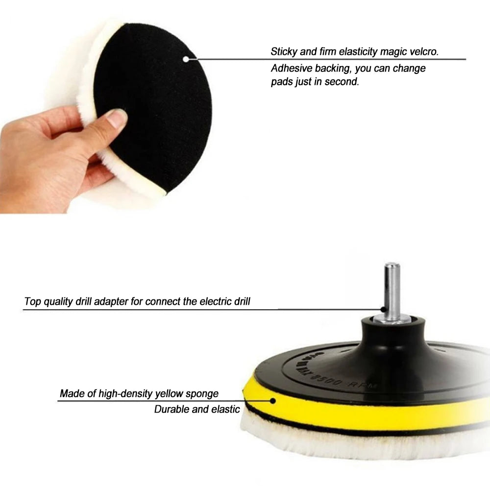 Kit Polisseuse Voiture en Laine 3 pièces