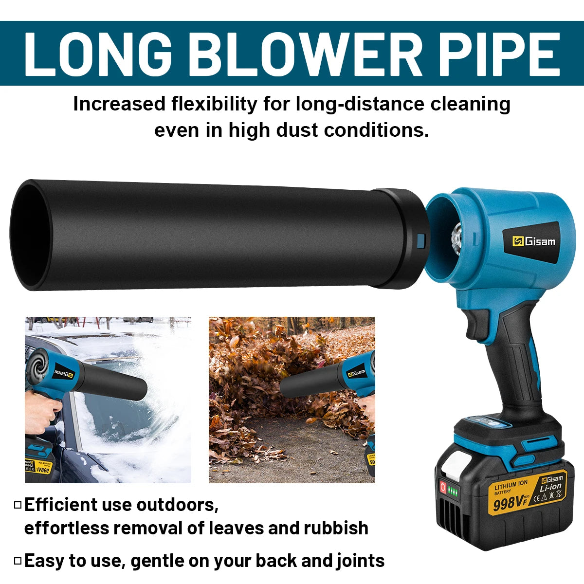 Souffleur d’Air Puissant Gisam 300000RPM – Turbo Jet Brushless 400m/s, Électrique et Portable, Compatible Batterie Makita 18V, Idéal Voiture, Atelier et Jardin