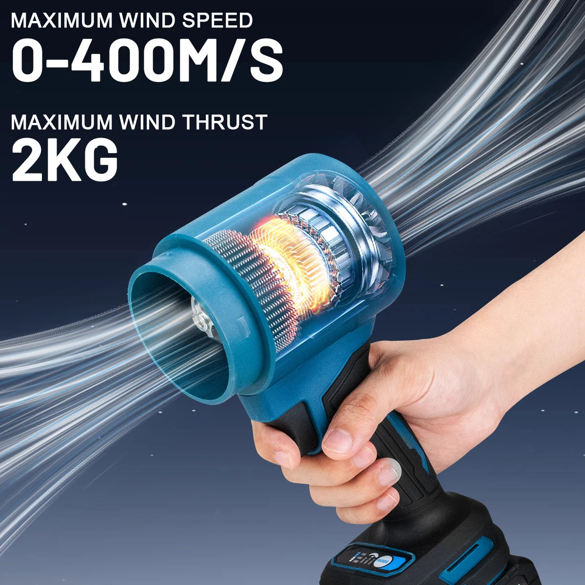 Souffleur d’Air Puissant Gisam 300000RPM – Turbo Jet Brushless 400m/s, Électrique et Portable, Compatible Batterie Makita 18V, Idéal Voiture, Atelier et Jardin