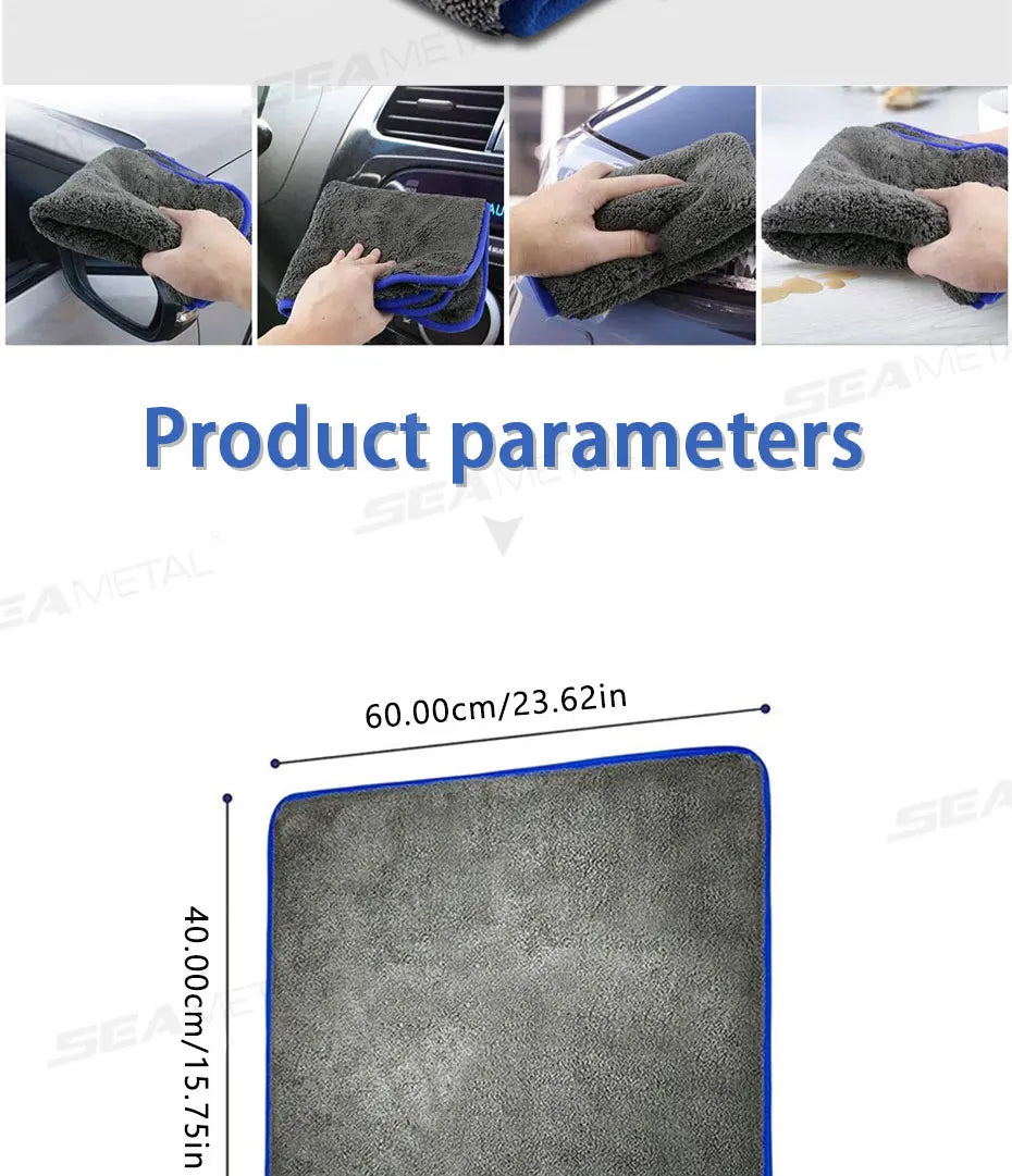 Chiffon Microfibre Détailing Auto - BLEU/NOIR - Différentes tailles