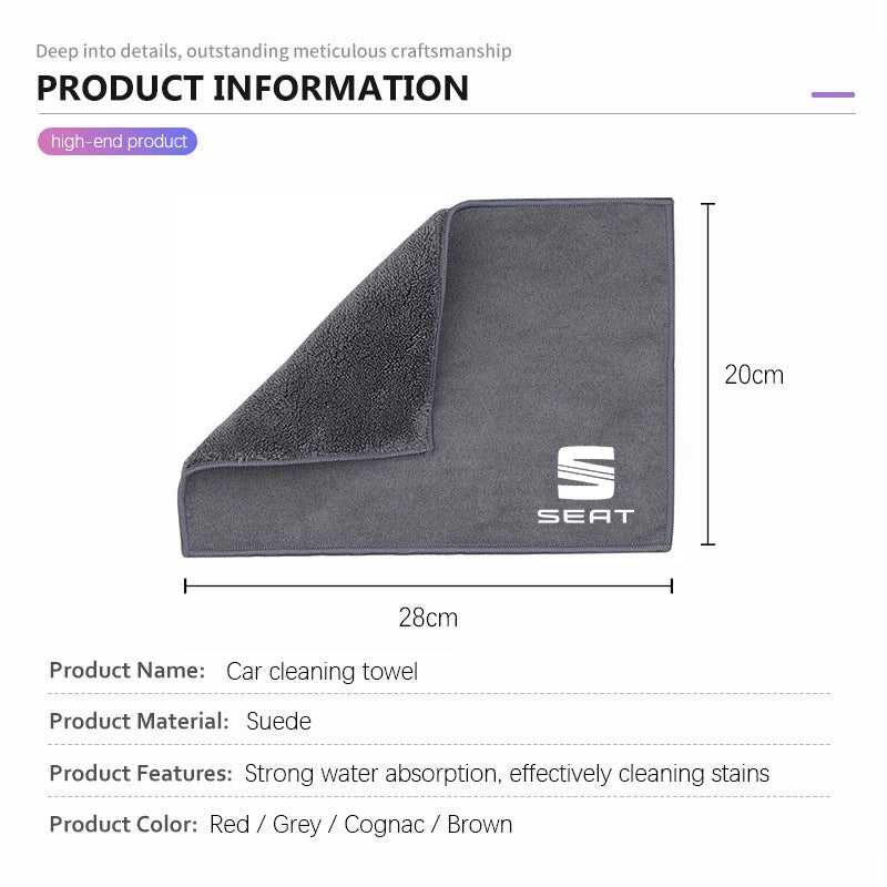 Chiffon Microfibre Detailing Auto - COGNAC/ROUGE/GRIS/BRUN