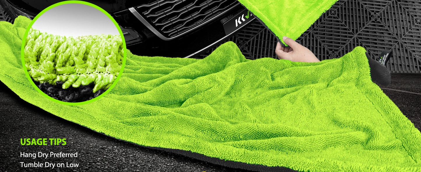 Chiffon Microfibre - Double Face - VERT/GRIS - Différentes tailles