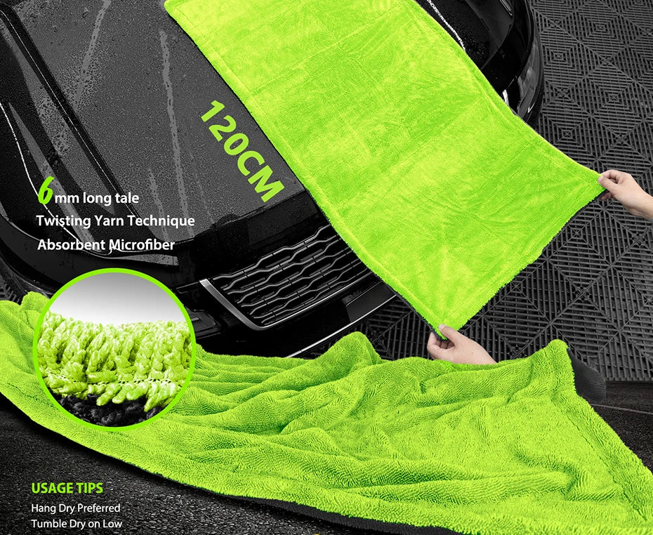 Chiffon Microfibre Detailing Auto - VERT/GRIS - Différentes tailles