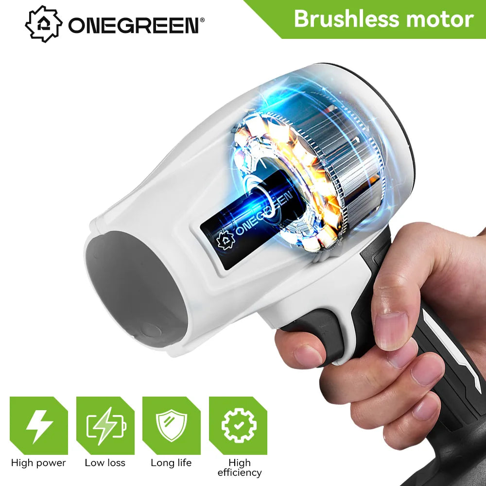 Souffleur d’Air Puissant ONEGREEN 2000W – Turbo Jet Brushless 200m/s, Électrique et Portable, Compatible Batterie Makita 18V, Outil de Nettoyage Haute Performance