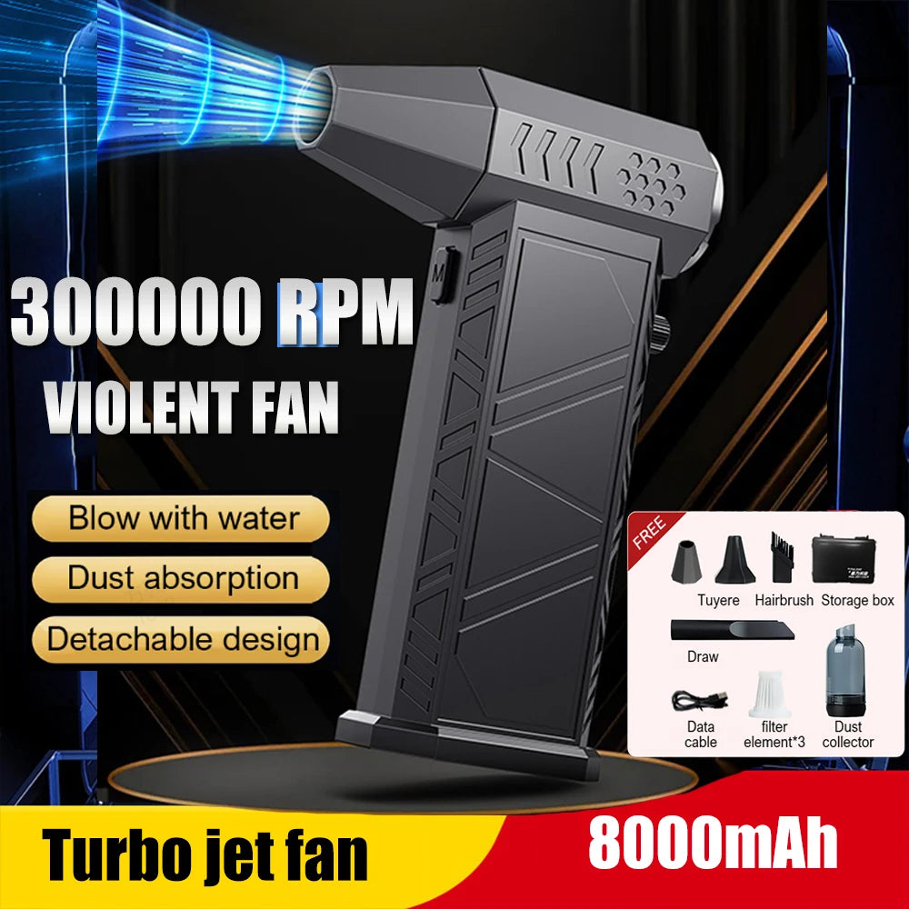 Souffleur d’Air X9 Turbo Jet 300000RPM – Moteur Brushless Ultra Puissant 58m/s, Batterie 8000mAh, Nettoyage Voiture, Clavier, Atelier
