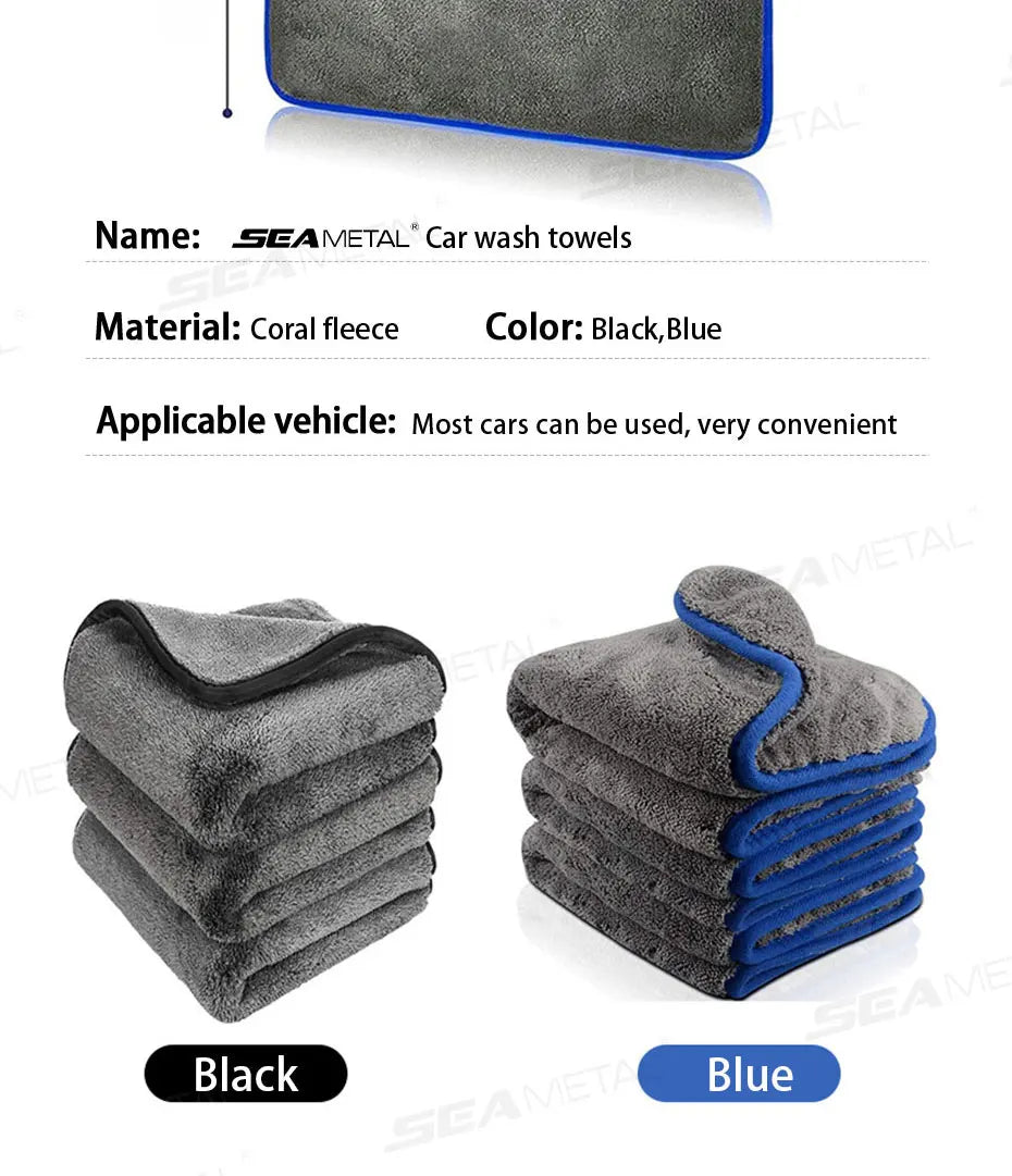 Chiffon Microfibre Détailing Auto - BLEU/NOIR - Différentes tailles