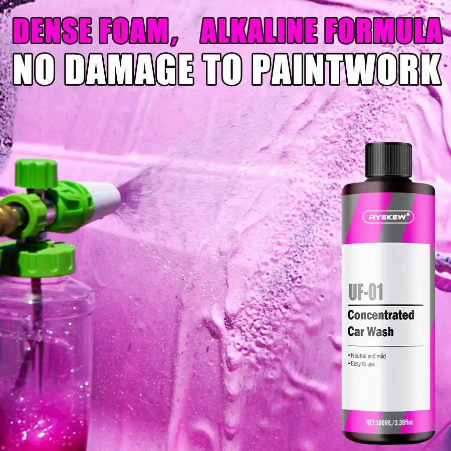 Shampoing Moussant Rose & Cire 2 en 1 – Lavage Auto Haute Brillance | Compatible Foam Cannon & Seau | Detailing Auto Professionnel