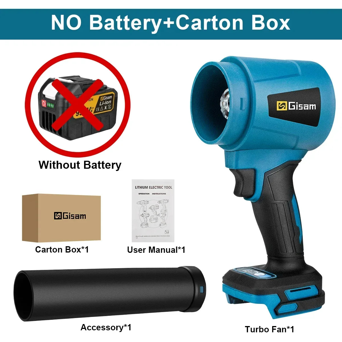 Souffleur d’Air Puissant Gisam 300000RPM – Turbo Jet Brushless 400m/s, Électrique et Portable, Compatible Batterie Makita 18V, Idéal Voiture, Atelier et Jardin